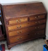 19th century inlaid mahogany fall front writing bureau, with nicely fitted interior