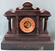 Black slate mantle clock. App. 41cm H Used condition, not tested for working