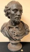 POTTERY BUST OF WILLIAM SHAKESPEARE, APPROX 54cm HIGH PAINTWORK CHIPS THROUGHOUT