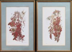 Elizabeth Whelan - Pair of framed Artists Proof hand coloured engravings, depicting mythical