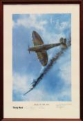 Peter Hogan framed pencil signed polychrome print "Duel in the Sky" Limited Edition 769 of 2000,