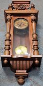 20th century mahogany cased Vienna style wall clock. App. 112cm H Used condition, not tested for