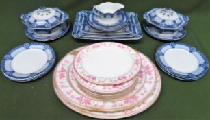Parcel of blue and white china, floral ashettes etc