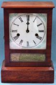 Ansonia Oak and Mahogany mantle clock. App. 33cm H