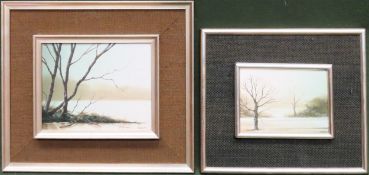 Two Michael Hill 20th century Oil on Board Woodland scenes. Larger Approx. 19 x 25cm Both appear