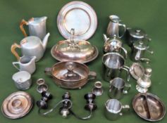 Parcel of various silver plated ware including Piquot ware tea/coffee set, stainless steel etc All