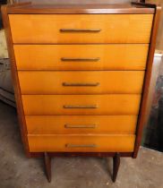 Art Deco style veneered chest of six drawers. Approx. 120cm H x 72cm W x 48cm D Used condition,