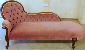 Victorian style mahogany framed and upholstered chaise longue