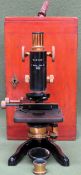 Early 20th century mahogany cased 'Service' microscope, by W. Watson & Son, London. No. 44680.