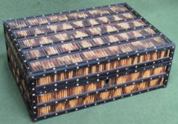 Vintage Anglo-Indian ebony & Porcupine rectangular quill box, with fitted interior compartments.