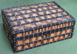 Vintage Anglo-Indian ebony & Porcupine rectangular quill box, with fitted interior compartments.