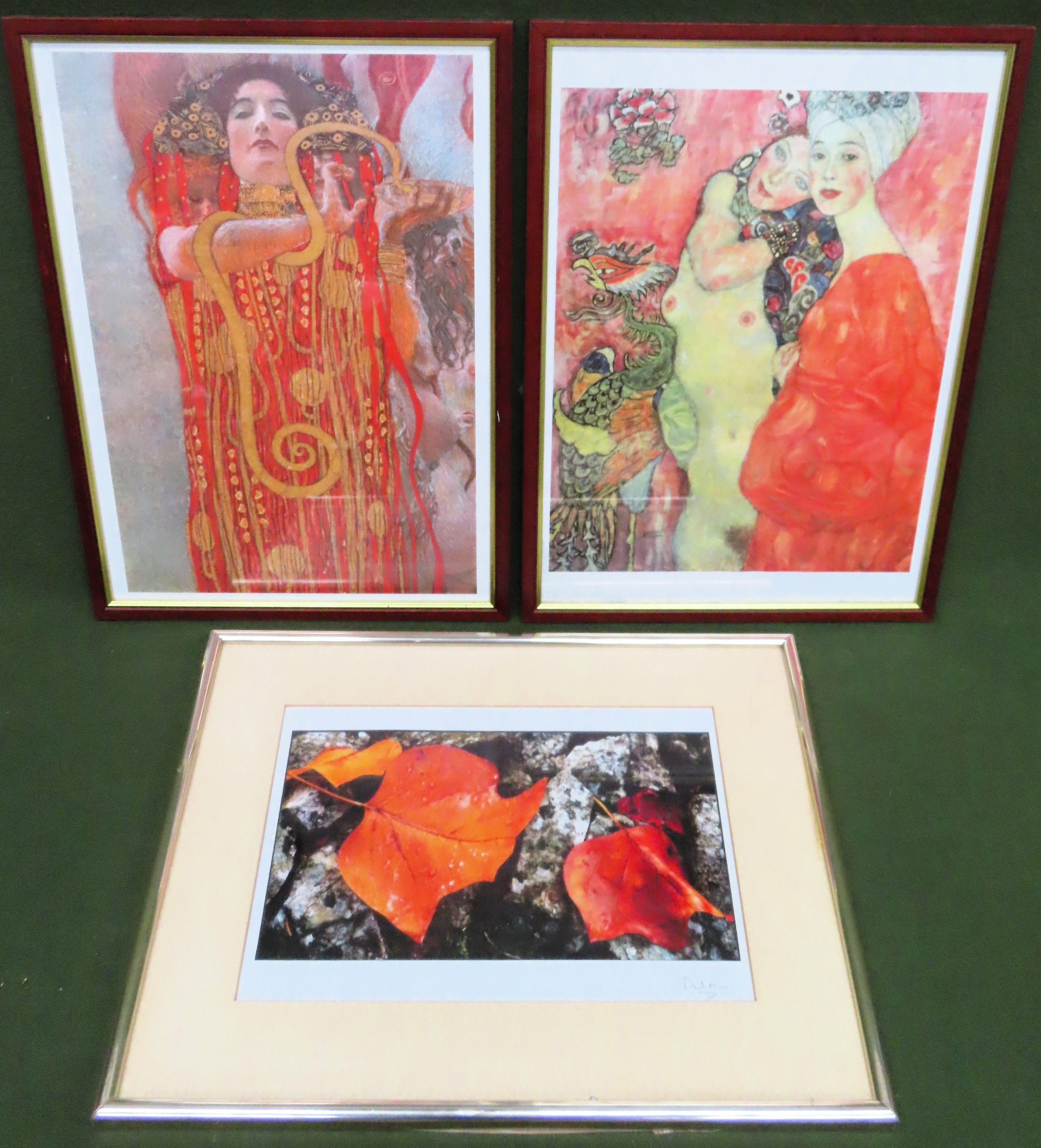 Phil Mann framed pencil signed polychrome print, plus Gustav Klimt polychrome prints All appear in