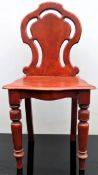 Victorian Mahogany piercework decorated hall chair. App. 83cm H x 42cm W x 38cm D reasonable used