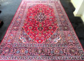 Large Middle Eastern style floor rug. Approx. 322 x 213cms used condition needs clean has wear/