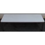 20th century low coffee table. Approx. 36 x 120 x 40cms used with scuffs scratches etc