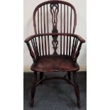 19th century Ash/Elm Windsor armchair. Approx. 104 x 57 x 39cms used with scuffs scratches minor
