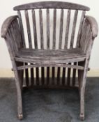 Vintage slattered garden armchair. Approx. 76cm H x 65cm W x 22cm D Used condition, scuffs and