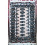 Pakistan floor rug. Approx. 122 x 76cms used with minor wear etc
