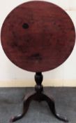 19th century Mahogany tilt top table on tripod supports. Approx. 101cm H x 58cm Diameter Used