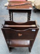 Oak barley twist mag table, magazine stand plus sewing accesory Both in used condition, unchecked