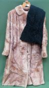 Vintage fur coat, plus sheepskin type stole