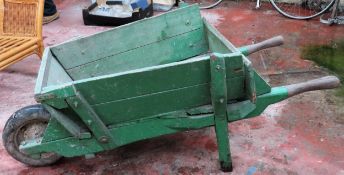 Large painted wooden wheelbarrow. used for restoration old woodworm etc