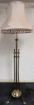 Art Nouveau brass adjustable standard lamp with shade. Approx. 183cms fully extended used not tested