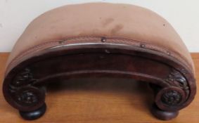 Late 19th/Early 20th century carved oak framed stylish footstool Reasonable used condition, scuffs