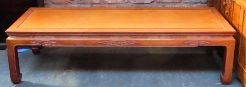 20th century Chinese hardwood coffee table. Approx. 41 x 152 x 51cms reasonable used with minor