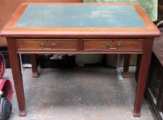 Early 20th century two drawer writing desk. Approx. 77cm H x 107cm W x 67cm D Reasonable used