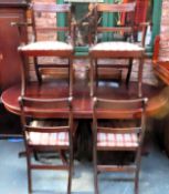 20th century drop end mahogany dining table with one leaf and 6 (4+2) chairs used condition with