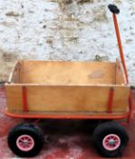Vintage 'Bino' wooden hand cart used with wear minor damage etc