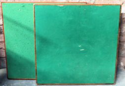 Two vintage folding card tables. Approx. 76 x 76cms used with wear to felt due to age