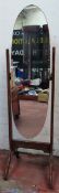 Art Deco style oak cheval mirror. Approx. 157 x 43cms used with scuffs scratches etc