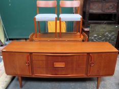 Mid 20th century Beautility three drawer sideboard, plus dining table and four chairs Sideboard in