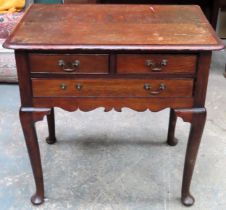 Early 20th century oak three drawer lowboy, on cabriole supports. App. 72cm H x 75cm W x 48cm D