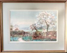F OLSEN, WATERCOLOUR, 'THE GATE IN THE HEDGE', SIGNED LOWER RIGHT, FRAMED AND GLAZED
