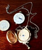 PENDANT WATCH, ENAMELLED, REVERSE TO CASE STAMPED INSIDE, PLAQUE OR GARANTIE, FIVE ANG