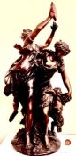 CLAUDE MICHEL CLODIAN (1738-1814) - 18TH/19TH CENTURY BRONZE FIGURE GROUP - BACCHAE AND SATYR.