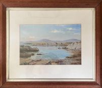 FOLLOWER OF FLAXNEY STOWELL (?), FRAMED AND GLAZED OIL ON BOARD, 'POOILVASH BAY', SIGNED AND DATED