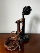 1930s CANDLESTICK TELEPHONE, NO DIAL, APPROX 33cm HIGH