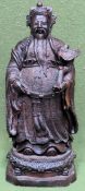 Bronze Oriental figure of an Emperor/King, unsigned. Approx. 31cm H Damage to back section of