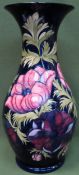 Large and Impressive Moorcroft 'Anome' pattern tube lined floral decorated ceramic baluster vase,