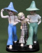 Germaine Bouret for Goldscheider, early 20th century glazed ceramic figure group - Family Strides.