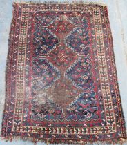 Decorative Middle Eastern style floor rug. Approx. 162cms x 119cms used with wear, needs cleaning,