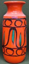 Scheurich mid 20th century West German pottery vase. Approx. 41.5cms H reasonable used condition
