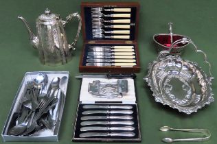 Quantity of silver plated ware, silver handled and other boxed and unboxed flatware, etc all used