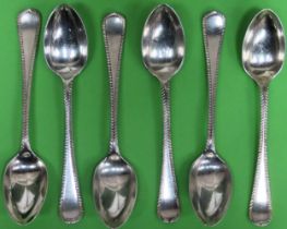 Set of six hallmarked silver spoons, Sheffield assay. Approx. 130g reasonable used condition
