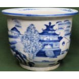 Oriental blue and white glazed ceramic jardinière. Approx. 24cms x 33cms D used with a large