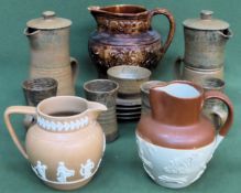 Studio pottery style part coffee set, pottery jugs including Copeland Spode etc All in used